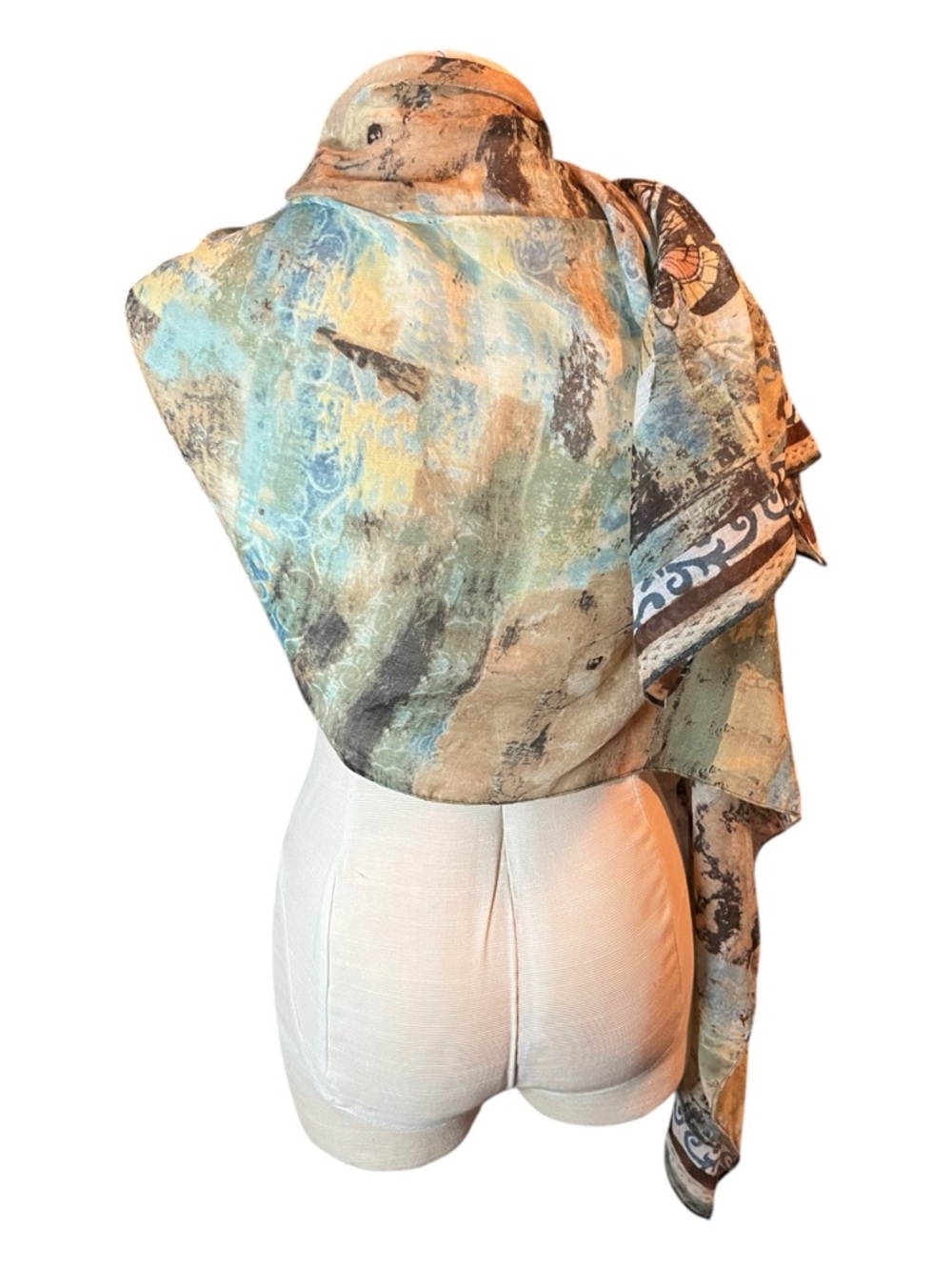 Kelly Rae Roberts butterfly Pastel Patchwork Patterned Wrap Scarf . - Picture 3 of 6